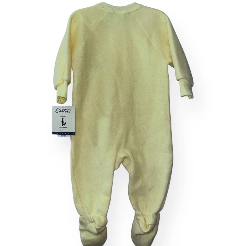Carter's Footed‎ Sleeper Infant 12M Yellow NEW Vintage Fuzzy Fleece Dinosaur
